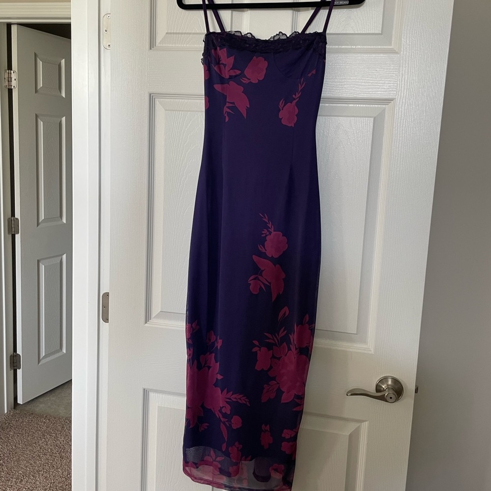 Purple floral midi dress